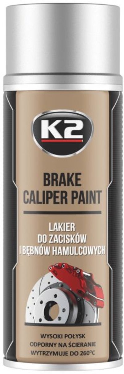 Pintura para pinzas de freno K2 400 ml plateada - resistente al calor - crea una capa protectora duradera - tiene un efecto anticorrosión