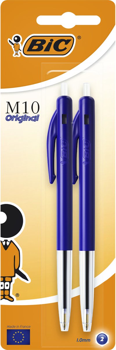 Paper mate balpen bic m10 clic blauw medium blister