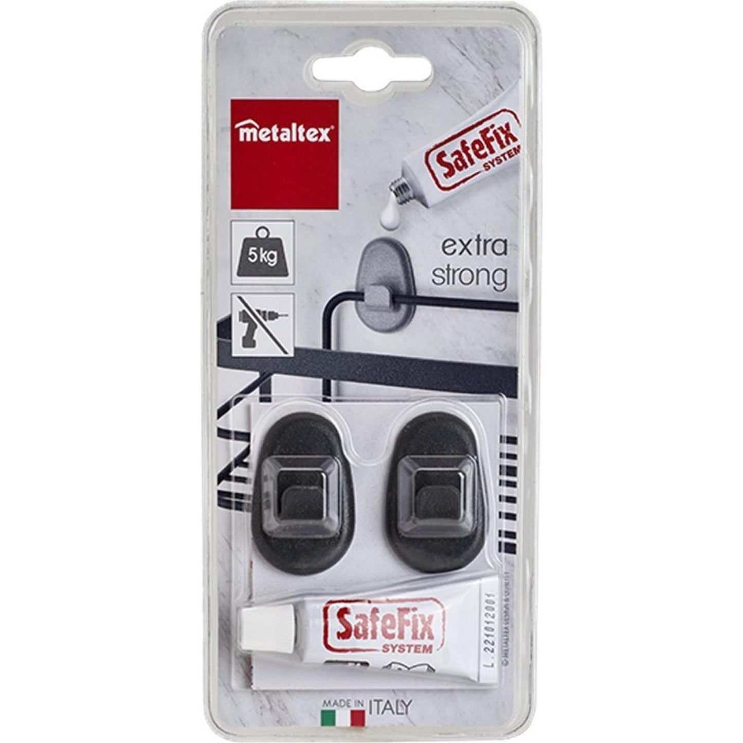 Metaltex metaltex ganchos pegajosos 2 piezas negras