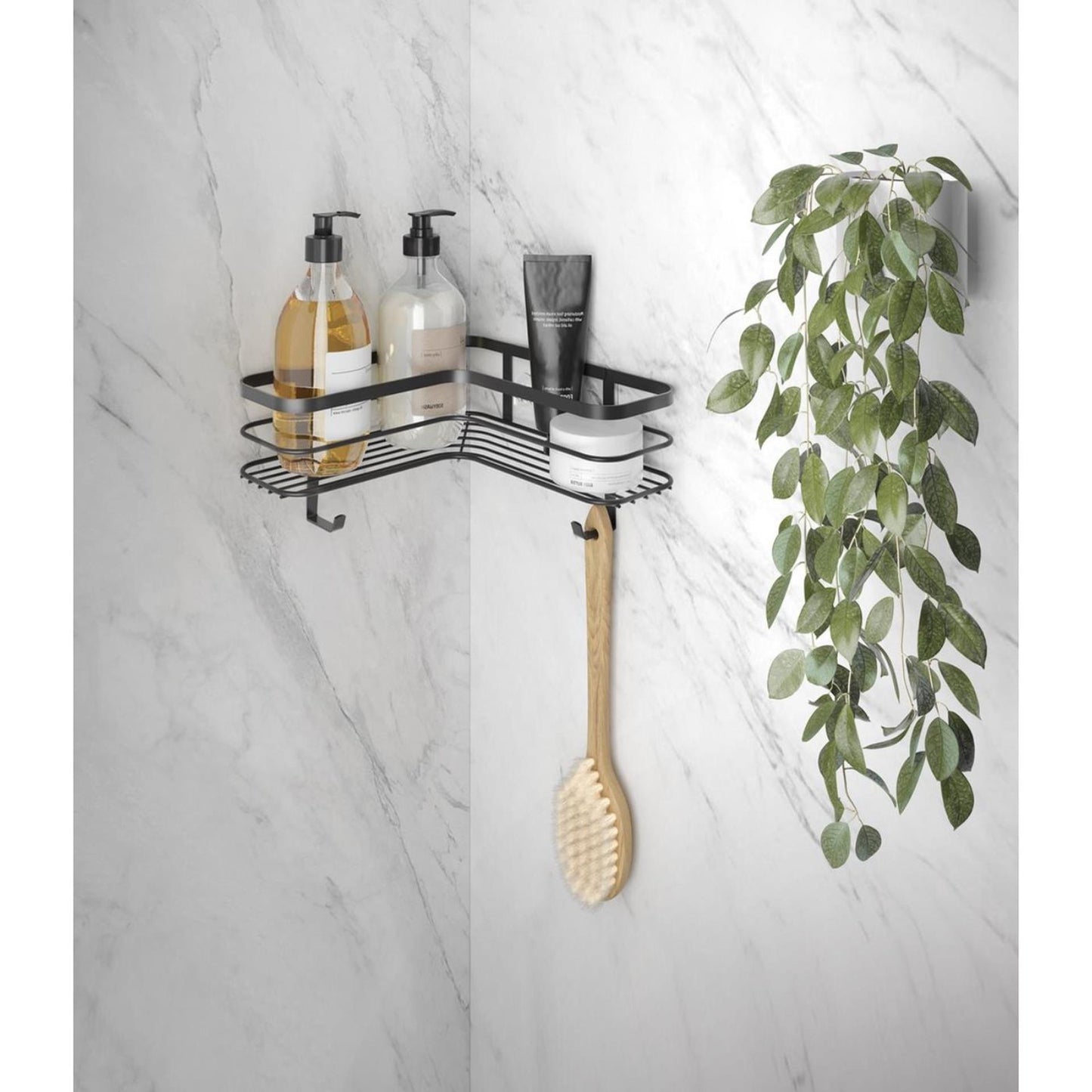 Estante esquinero de ducha Metaltex negro mate