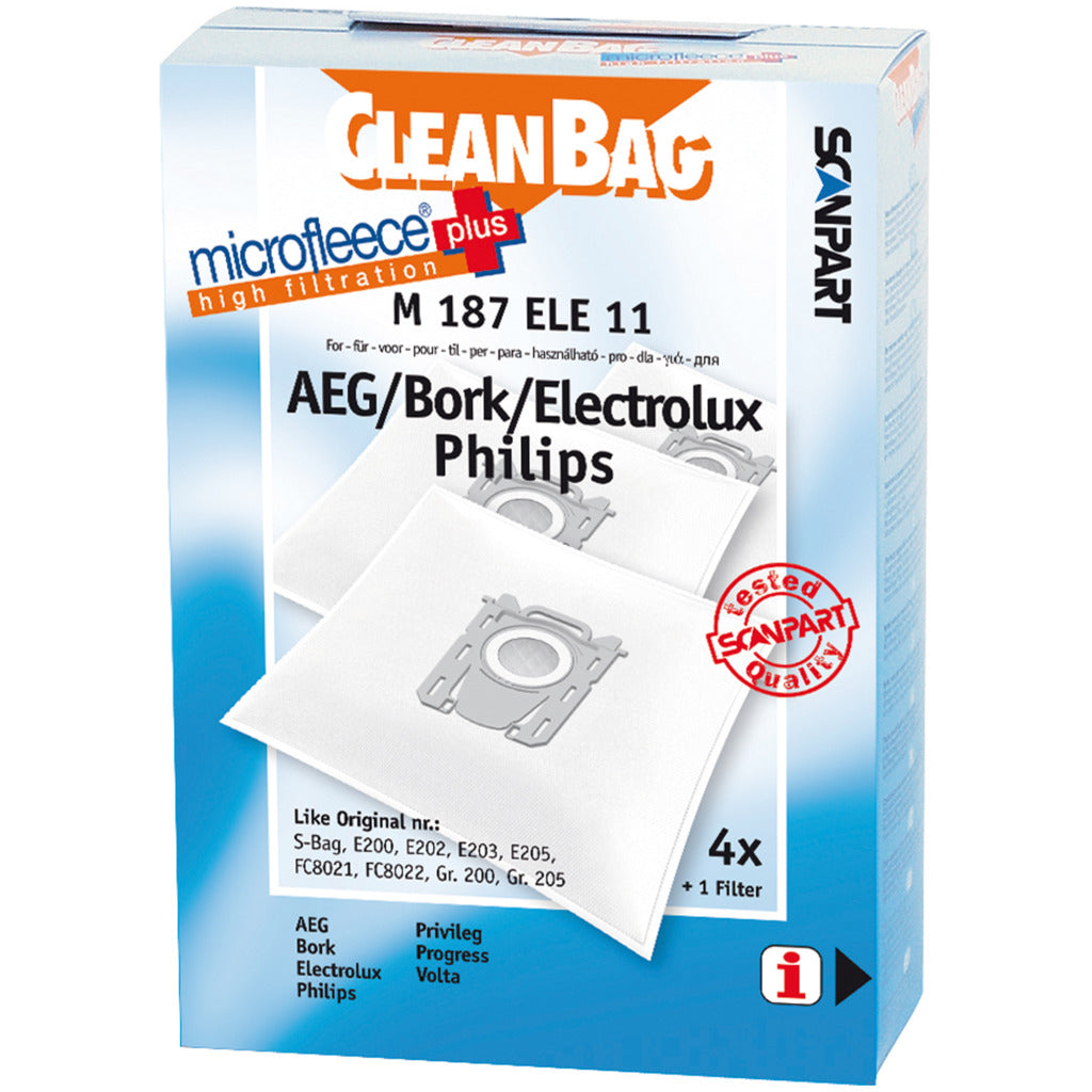 Scanpart m187ele11 microfleece+ s-bag stofzak 4stuks