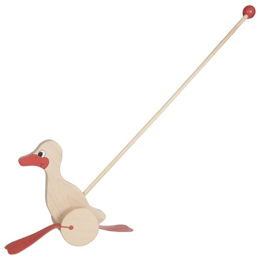 Goki in legno push figura anatra naturale