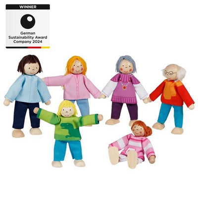 Goki Wooden Dollhouse Dolls Famiglia moderna flessibile, 6st.