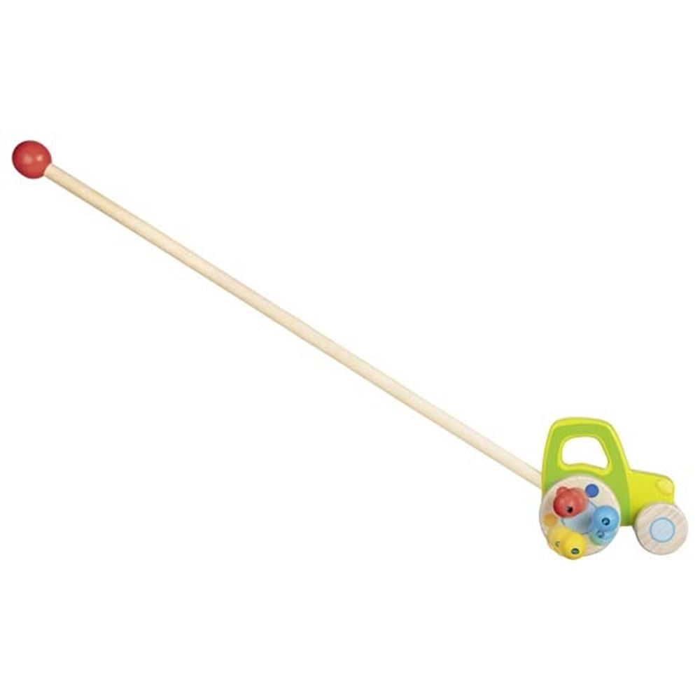 Trattore, veicolo a spinta con perline. 10cm.