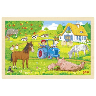 Granja de rompecabezas de madera Goki, 24 piezas.