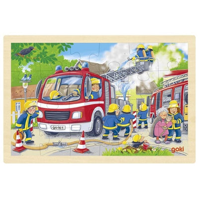 Goki wooden jigsaw puzzle fire brigade, 24st.