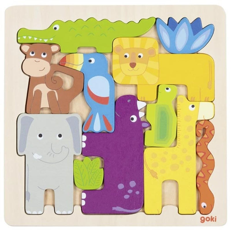 Puzzle de madera Goki safari, 11ud.
