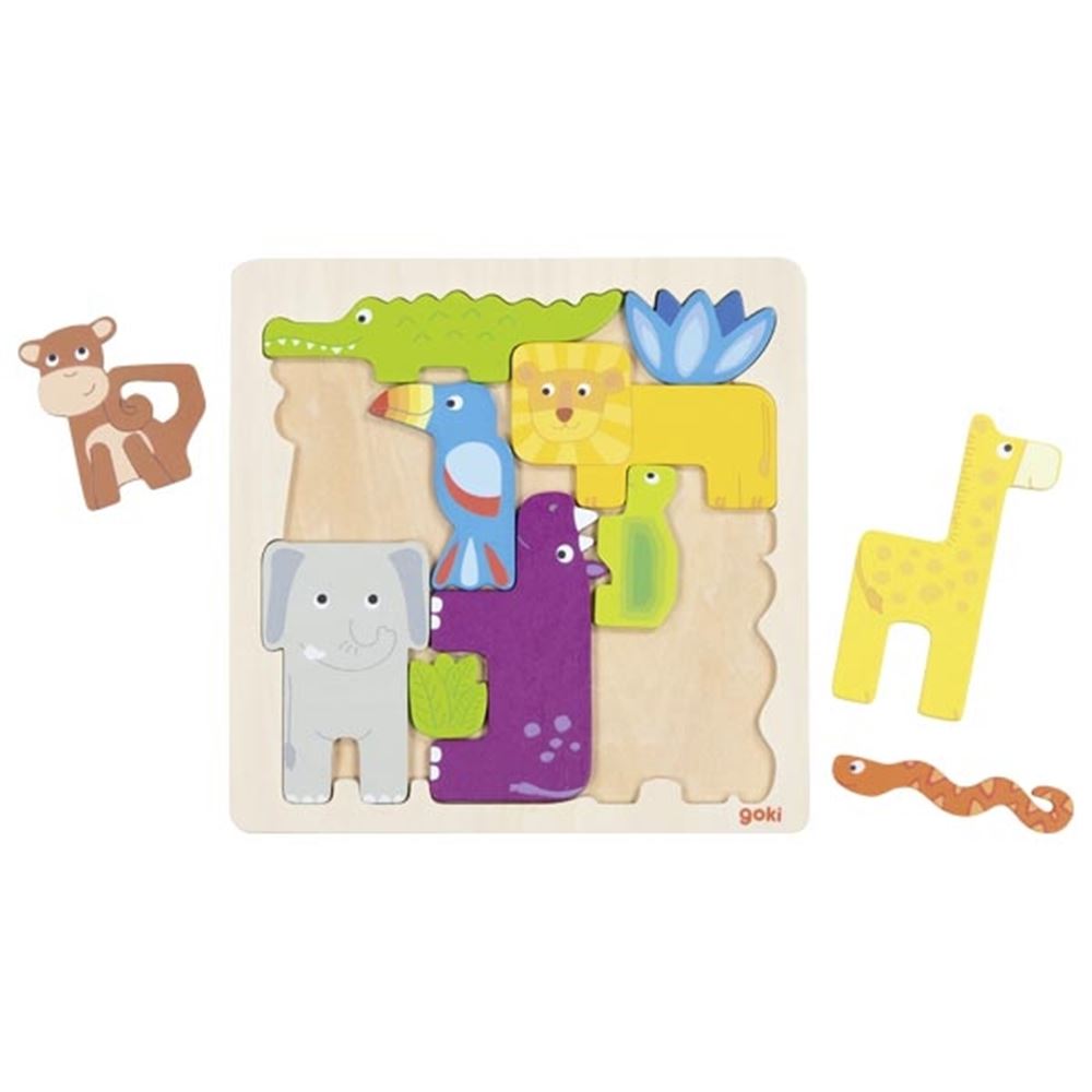 Puzzle de madera Goki safari, 11ud.