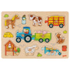Tractor de rompecabezas de botones con remolques. 9 partes
