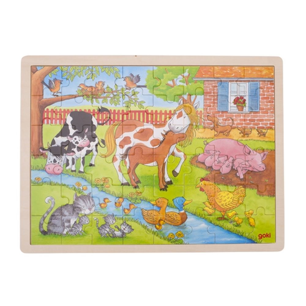 Goki puzzel: leven op de boerderij 40x30x0,8cm, 48-delig, hout, 3+