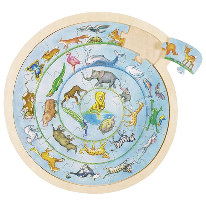Círculo de animales del rompecabezas de Goki. 27 piezas. 30,7 cm3+