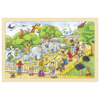 Goki wooden jigsaw puzzle visit to the zoo, 24st.