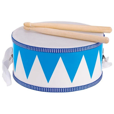 Drum di legno Goki con bastoncini blu bianco