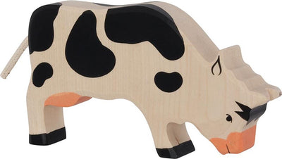 Holztiger cow, grazing, black. 18.5 cm.