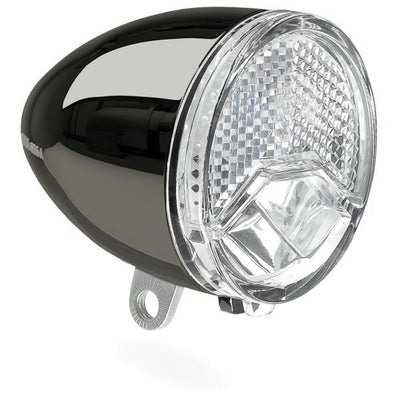 Faro delantero Axa 606 dinamo de buje automático + uds. cromo oscuro claro