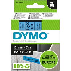Nastri dymo d1 poliestere 12mmx7m nero-blu lucido