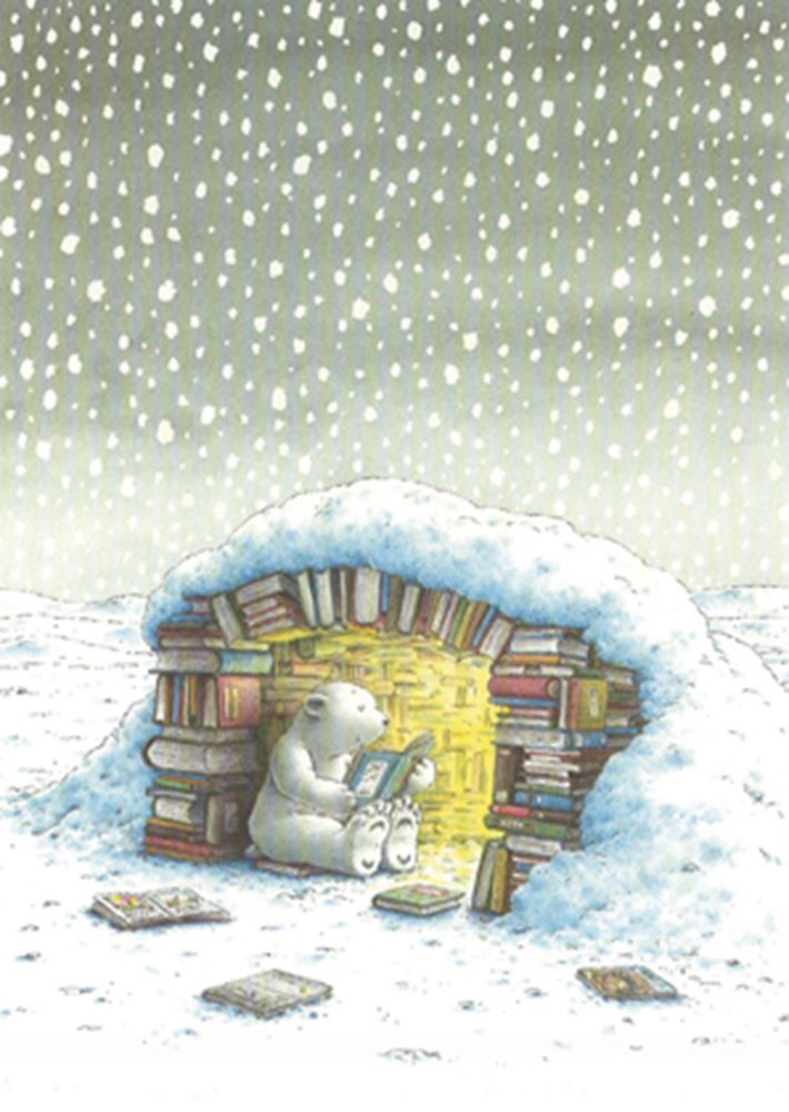 Picture postcard 206: polar bear in igloo.