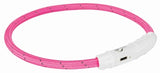 Trixie lichtgevende halsband hond flash usb tpu nylon roze - afbeelding 1