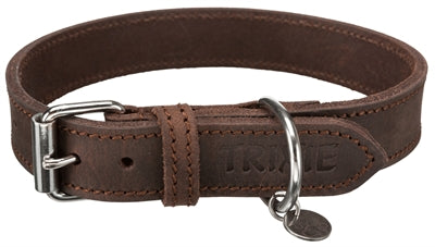 Trixie Collar Cane grasso rustico in pelle scura marrone