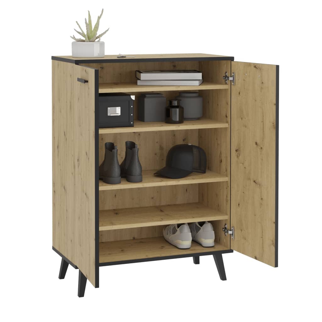 Armadio da scarpe FMD FMD con 5 scomparti 68.5x33x93.5 CM Oak Artisan