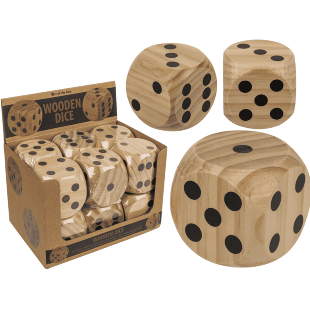 Dados de madera dsp. aprox. 6x6cm. 12