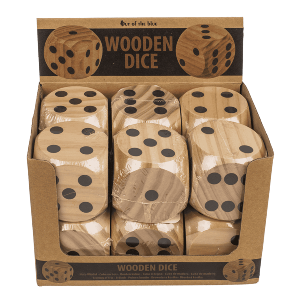 Dados de madera dsp. aprox. 6x6cm. 12