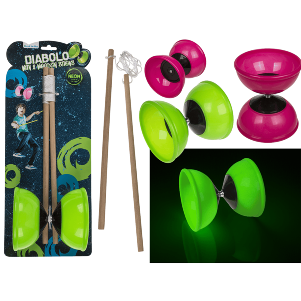 Diabolo con 2 bastoncini, fosforescente.