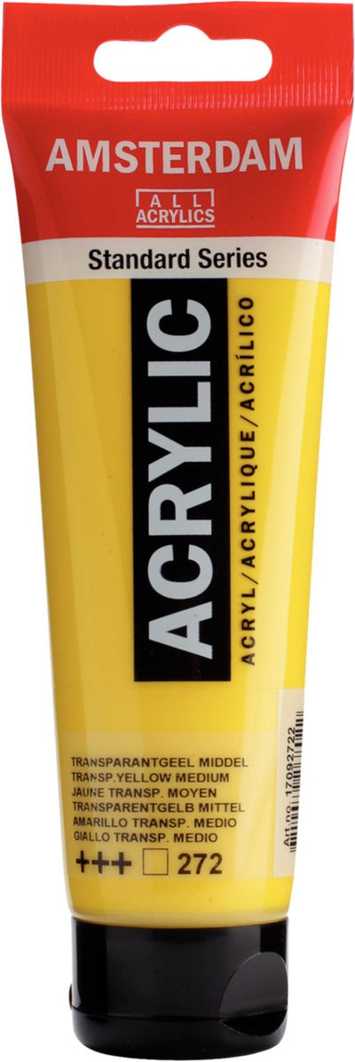 Tubo di vernice acrilica serie standard Amsterdam da 120 ml giallo trasparente medio 272