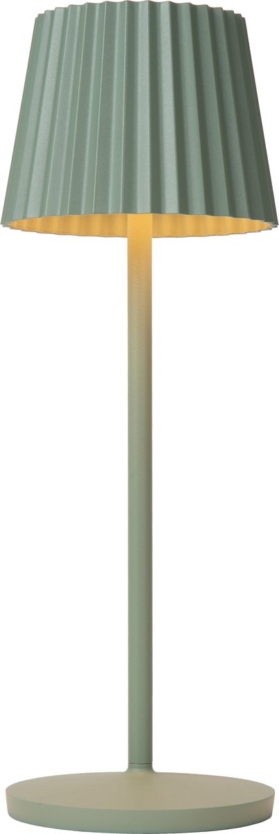 Lucide justine - lámpara de mesa recargable para interior y exterior - batería recargable - LED regulable - 1x2w 2700k - ip54 - con estación de carga inalámbrica - verde