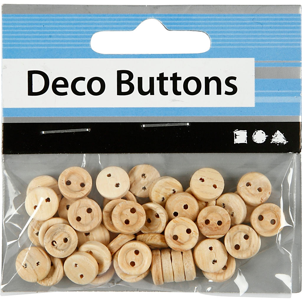 Bottoni in legno Creativ company, d 8 mm, 2 fori, 50 pezzi, 1 scatola