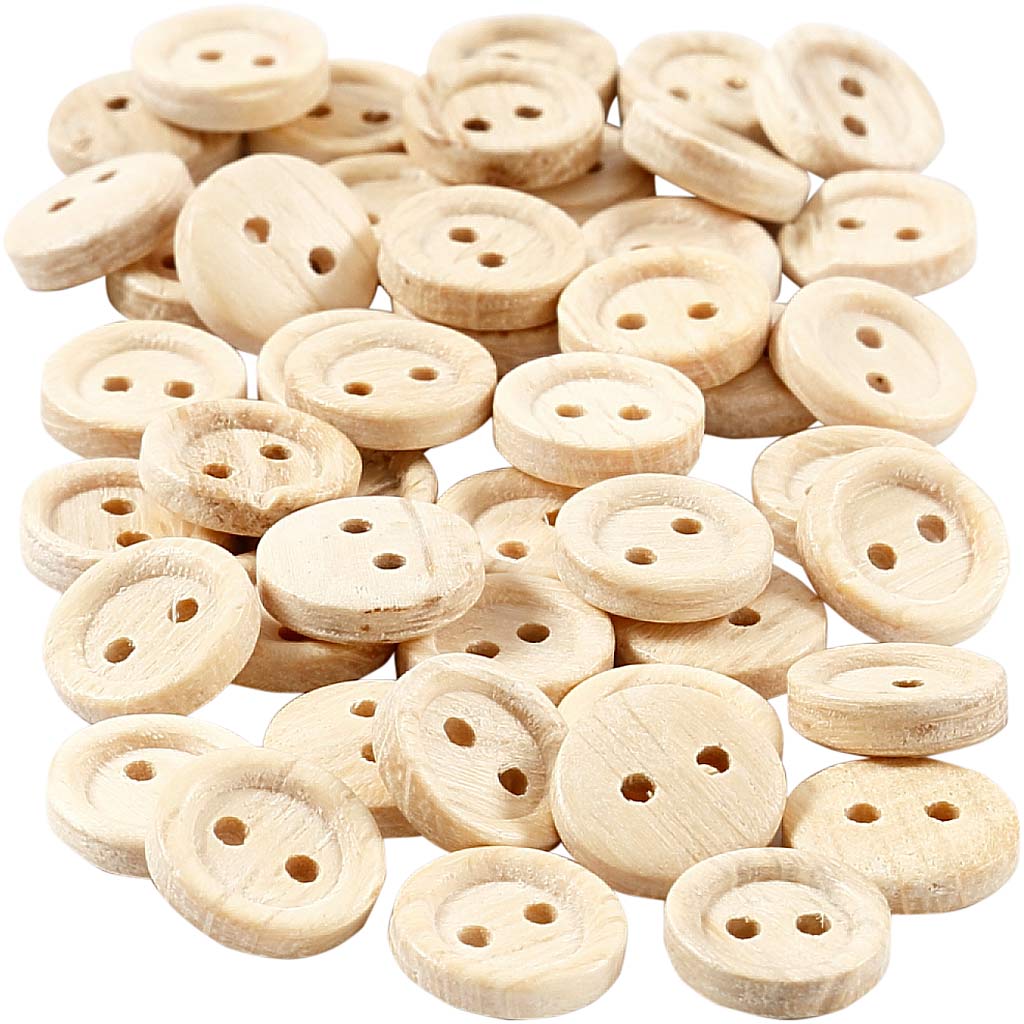 Bottoni in legno Creativ company, d 11 mm, 2 fori, 50 pezzi 1 scatola