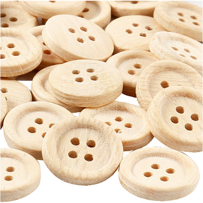Bottoni in legno Creativ Company, d 23 mm, 4 fori, 30 pezzi, 1 scatola