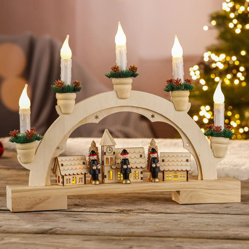 Hola hola arco de Navidad con iluminación