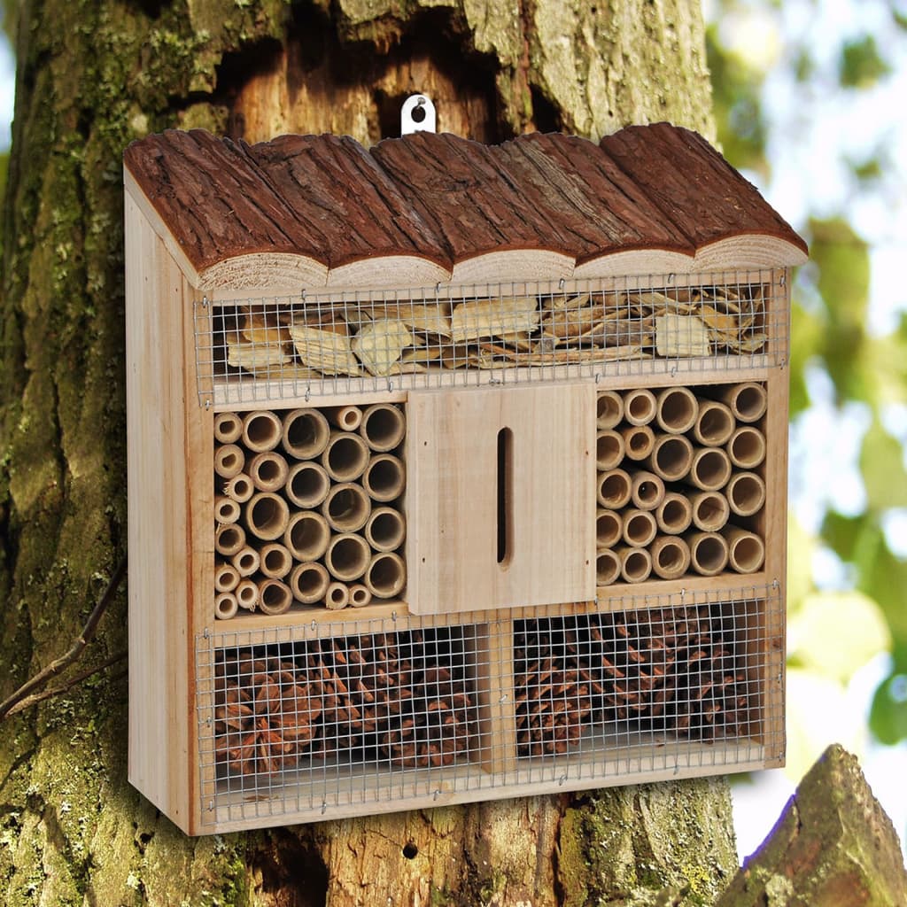 Hola hola insectenhotel 30x9.5x30 cm de madera natural