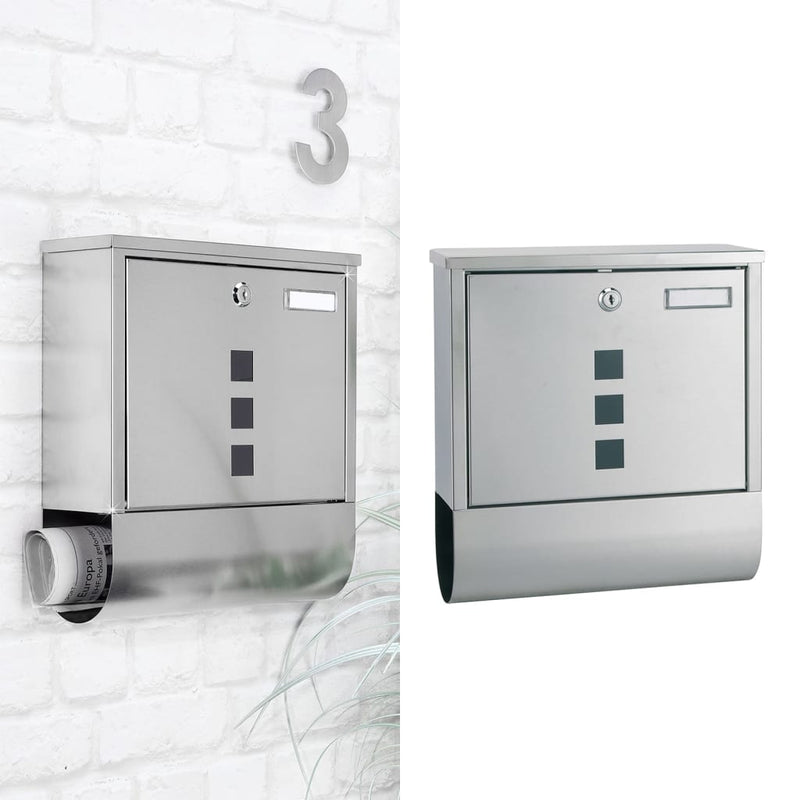 Ciao cassetta delle lettere con supporto per giornali 30.5x9.6x33.5 cm in acciaio inossidabile