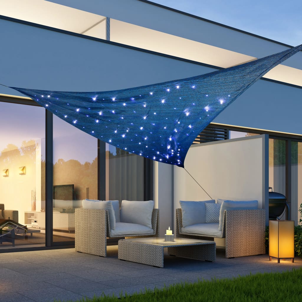 Ciao hi zonnezeil con 100 LED 3.6x3.6x3,6 m azzurro