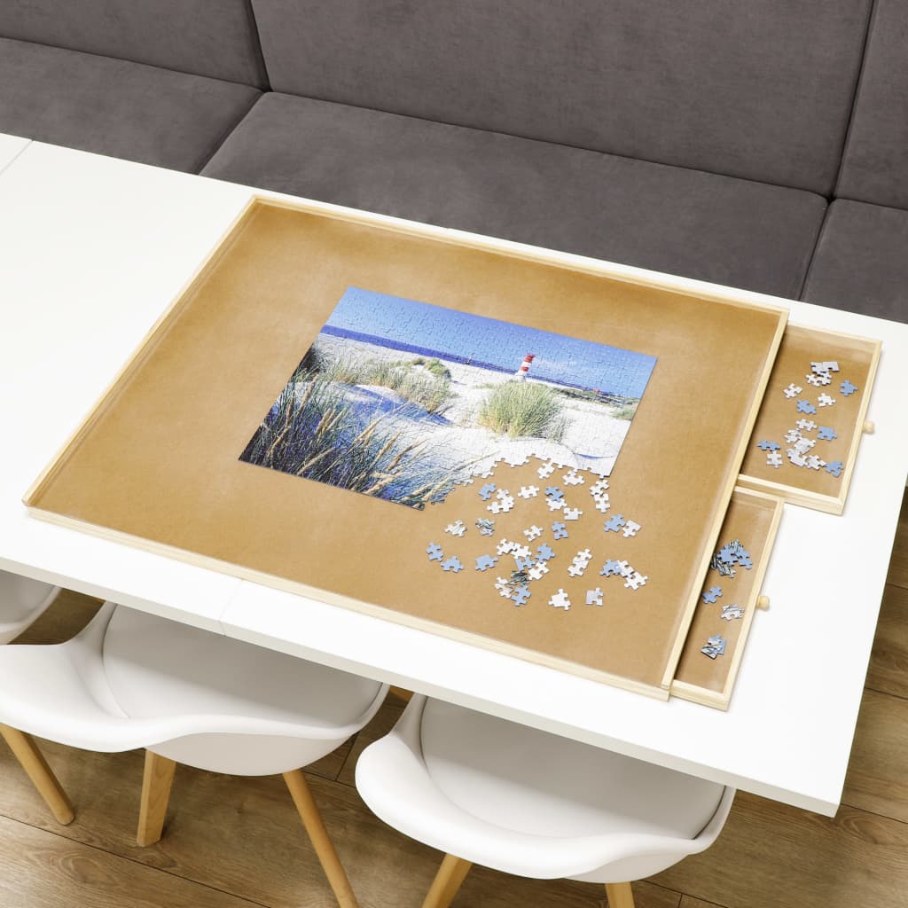 Hola mesa de rompecabezas con 4 cajones 90x67x4.5 cm de madera