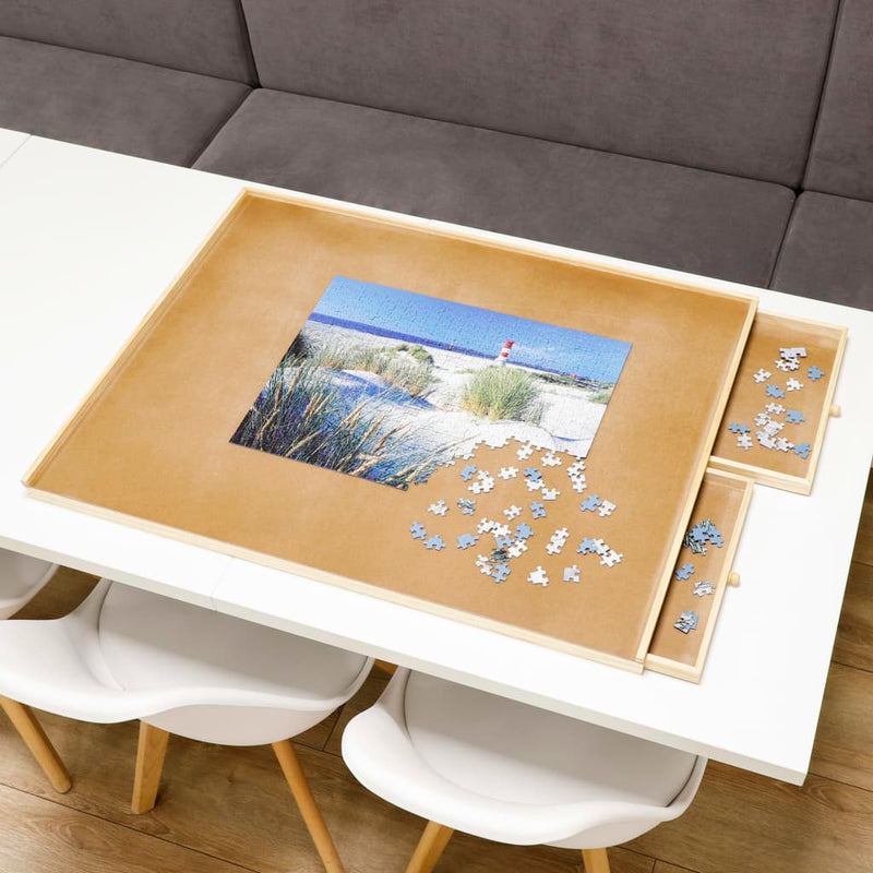 Hola mesa de rompecabezas con 4 cajones 90x67x4.5 cm de madera