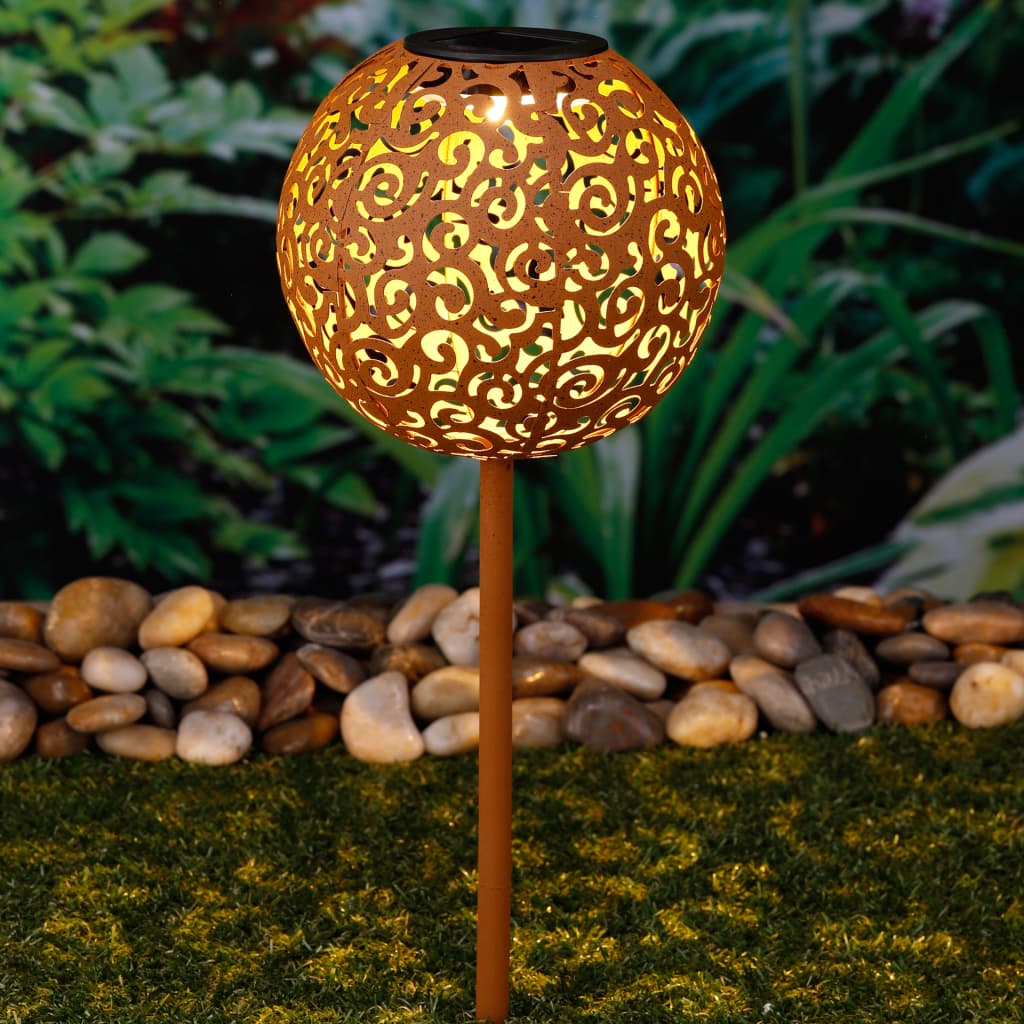 Ciao ciao lampada da giardino a led solare bol 18 cm in metallo marrone