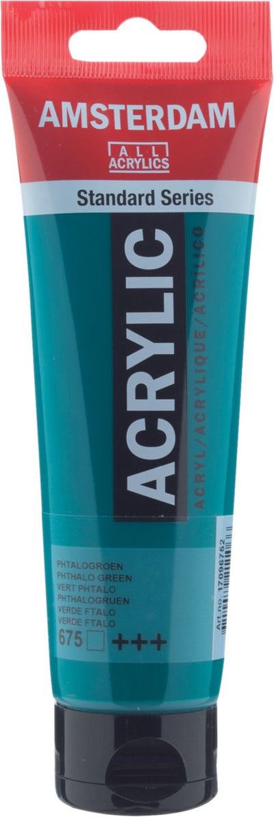 Tubo di vernice acrilica serie standard Amsterdam da 120 ml verde ftalo 675