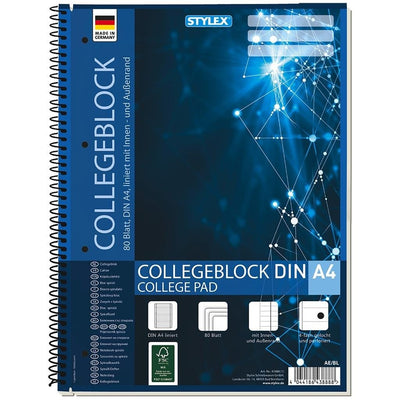 Stylex a4 collegeblok met lijnen 80 bladen