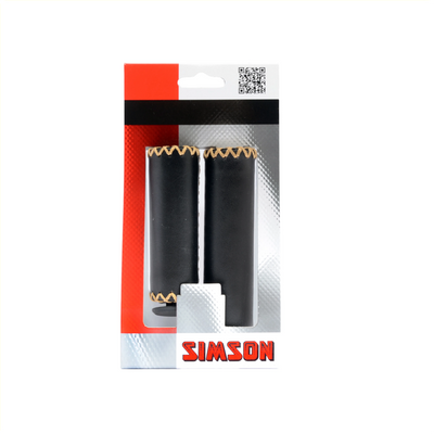 Manijas de cuero Simson: look negro, auténtico, comodidad óptima, adecuado para el cambio de agarre de agarre