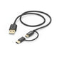 Hama 2in1-Micro-USB cable with USB-Type-C adapter 1 m Black