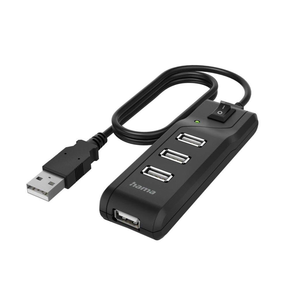 Hub USB Hama a 4 porte USB 2.0 480 Mbit con interruttore on/off