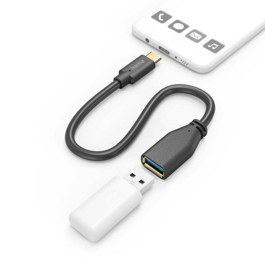 Hama Cable adaptador USB OTG USB-C enchufe - Conexión USB-A 15 cm negro