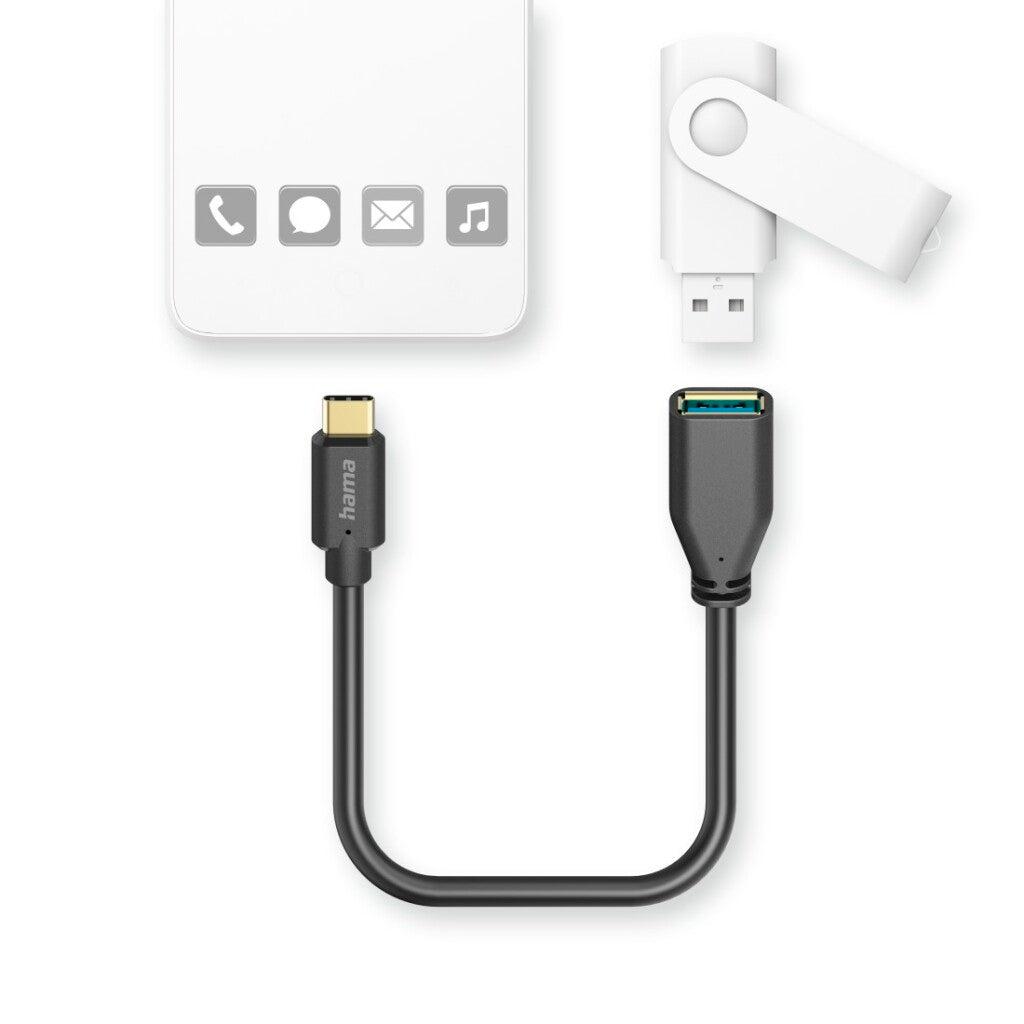 Hama Cable adaptador USB OTG USB-C enchufe - Conexión USB-A 15 cm negro