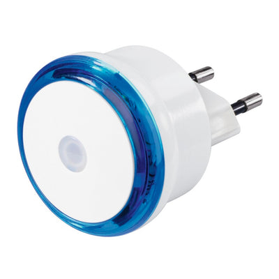 Luce notturna LED Hama Basic con presa, sensore crepuscolare, risparmio energetico. blu