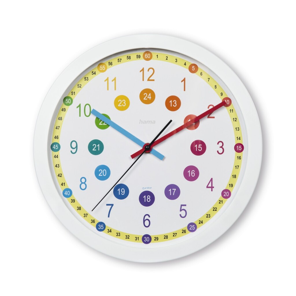 Reloj de pared infantil Hama sal no hace tictac 30 cm multicolor blanco