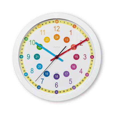 Reloj de pared infantil Hama sal no hace tictac 30 cm multicolor blanco