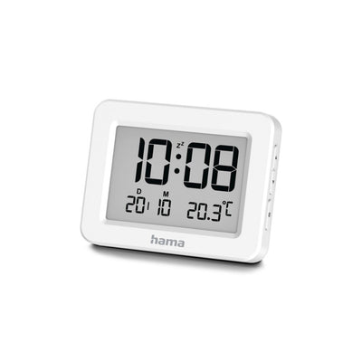 Sveglia digitale LCD Hama di colore bianco